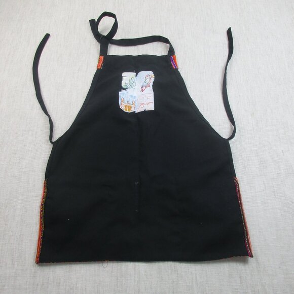 Peru Peruvian Design Kitchen Apron Unisex Black‎ Striped Lightweight Neck Strap - Picture 2 of 8